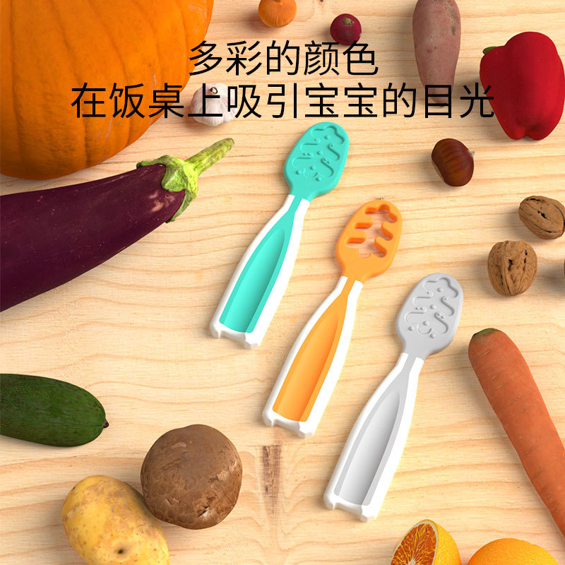 宝宝辅食训练勺子新生儿学习餐具儿童训练吃饭套装便携