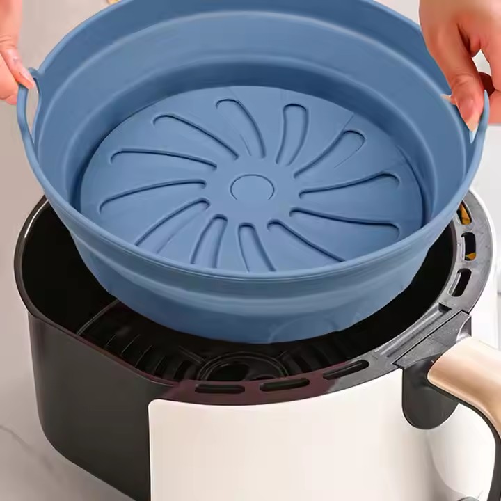 折叠硅胶空气炸锅烤盘家用创意圆形微波炉烤箱托盘烘焙工具