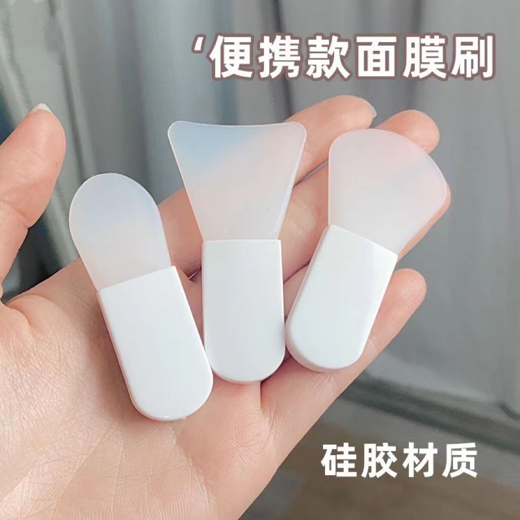 硅胶面膜刷面霜勺子泥膜搅拌棒迷你刮板小巧短柄涂抹软刷眼霜挖勺
